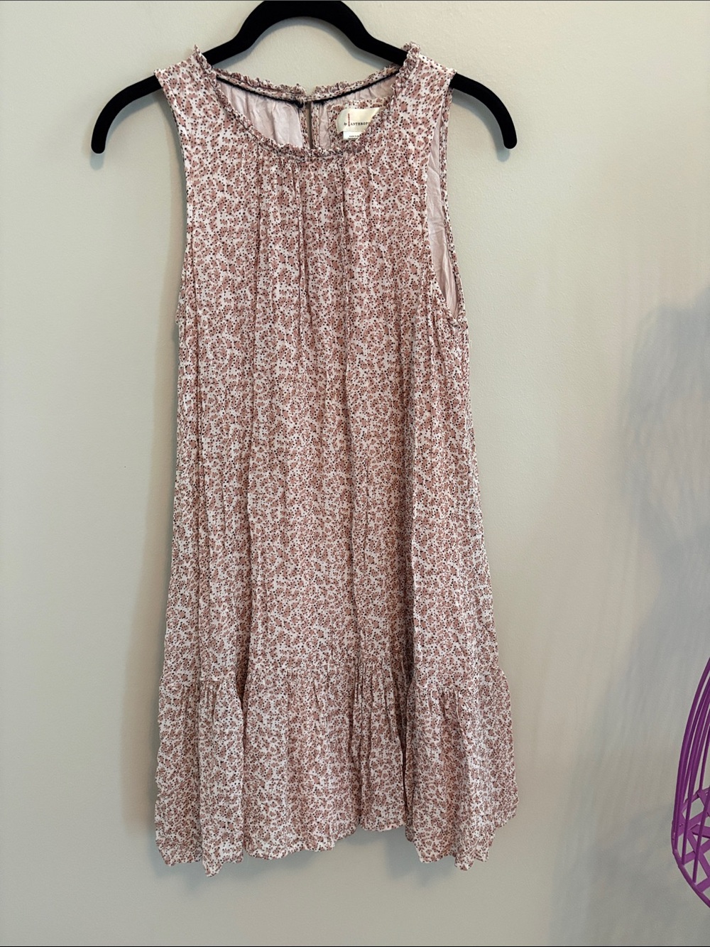 Anthropologie Pink Floral Sleeveless Casual Dress